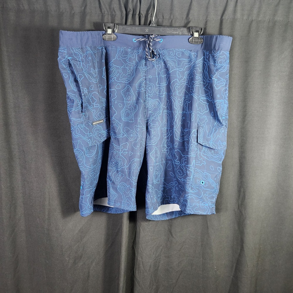 ZeroXposur Mens XXL Navy Blue Topographic Map Print Swim Trunks E88501S NWT